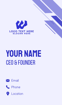 Blue Letter W Business Card Design