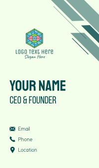 Hexagonal Rose Stained Glass Business Card Design