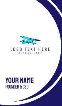 Blue Vintage Airplane Business Card Design