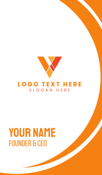 Orange Polygon V Business Card Design