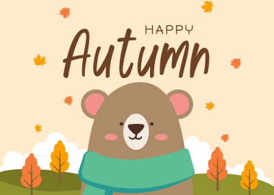 Bear in Autumn Postcard Image Preview