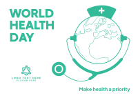 World Health Priority Day Postcard Design