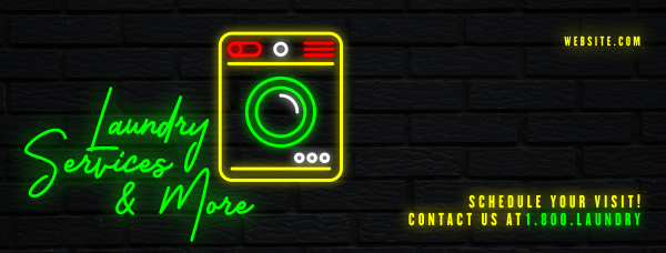 Neon Laundry Shop Facebook Cover Design Image Preview