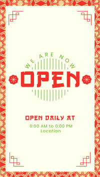 Oriental We’re Open Facebook Story Design