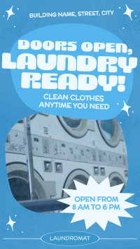 Retro Laundromat We're Open TikTok Video Design