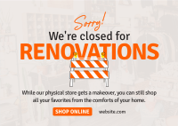 Closed for Renovations Postcard Image Preview