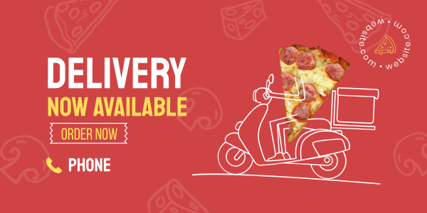 Pizza Delivery Twitter Post Design Image Preview