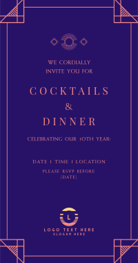Cocktails and Dinner Invitation Design