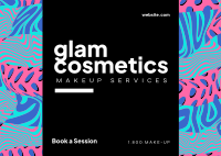 Glam Cosmetics Postcard Design