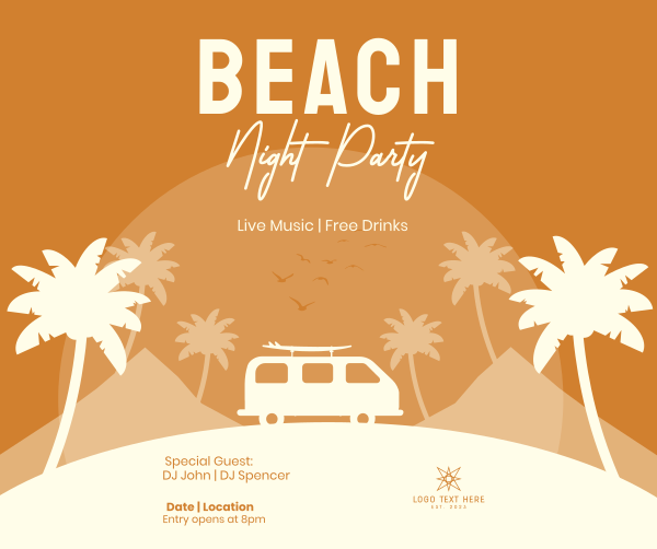 Beach Night Party Facebook Post Design Image Preview