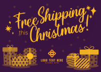 Modern Christmas Free Shipping Postcard Preview