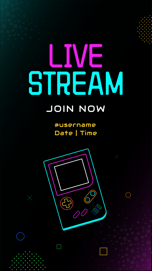 Neon Game Stream Instagram Story Design Image Preview