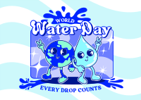 Cartoon Water Day Postcard Design