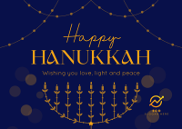 Festive Hanukkah Lights Postcard Image Preview