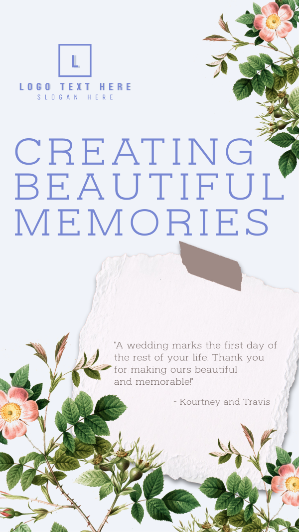 Beautiful Wedding Memories Instagram Story Design