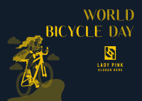 Lets Ride this World Bicycle Day Postcard Image Preview