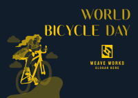 Lets Ride this World Bicycle Day Postcard Image Preview