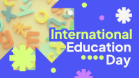 Quirky Playful Education Day Facebook Event Cover Design