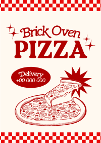 Retro Brick Oven Pizza Flyer Image Preview