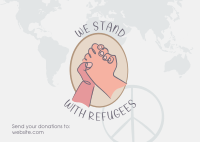 World Refugee Hand Lineart Postcard Design