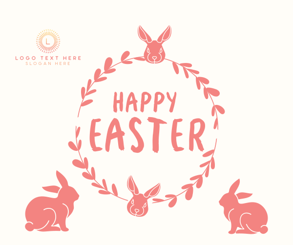 Easter Bunny Wreath Facebook Post Design Image Preview