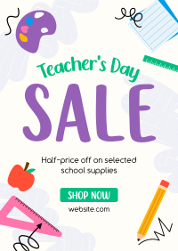 Supplies Sale for Teachers Poster Design
