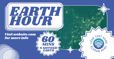 Retro Earth Hour Reminder Facebook ad Image Preview