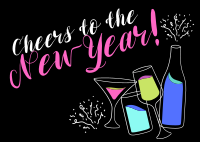 Cheers to New Year! Postcard Design