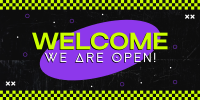Neon Welcome Twitter Post Design