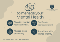 Mental Health Tips Postcard Design