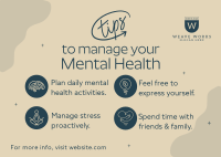 Mental Health Tips Postcard Image Preview