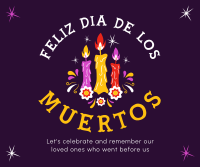 Candles for Dia De los Muertos Facebook Post Design