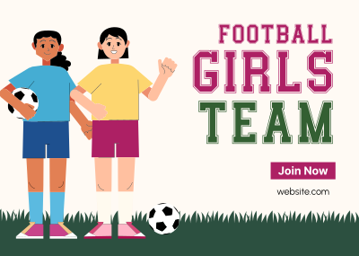 Girls Team Football Postcard Image Preview