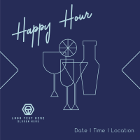 Cocktail Happy Hour Instagram Post Design