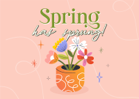 Spring Flower Pot Postcard Design