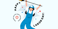 Labor Day Jump Twitter Post Design
