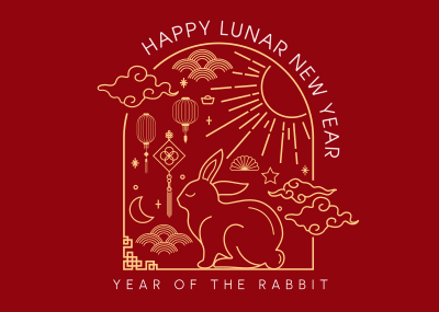 Lunar Rabbit Postcard Image Preview