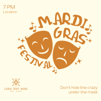 Mardi Gras Two Mask Instagram Post Design
