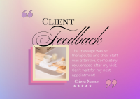 Spa Client Feedback Postcard Image Preview