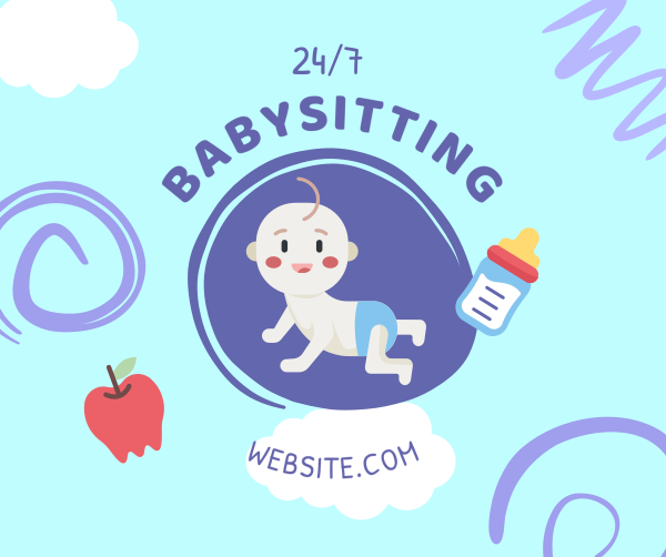 Babysitting Services Illustration Facebook Post Design Image Preview