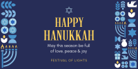Happy Hanukkah Pattern Twitter Post Design