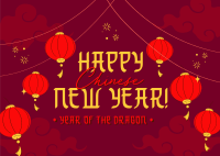 Festive Chinese Lanterns Postcard Image Preview