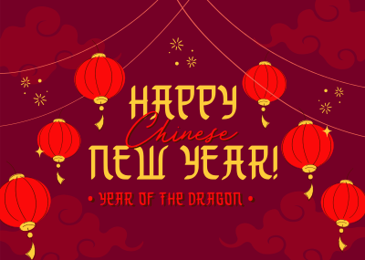 Festive Chinese Lanterns Postcard Image Preview