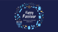 Happy Passover Wreath Zoom Background Design