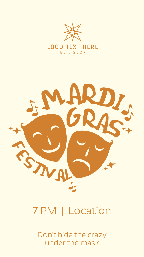 Mardi Gras Two Mask Instagram Story Design Image Preview