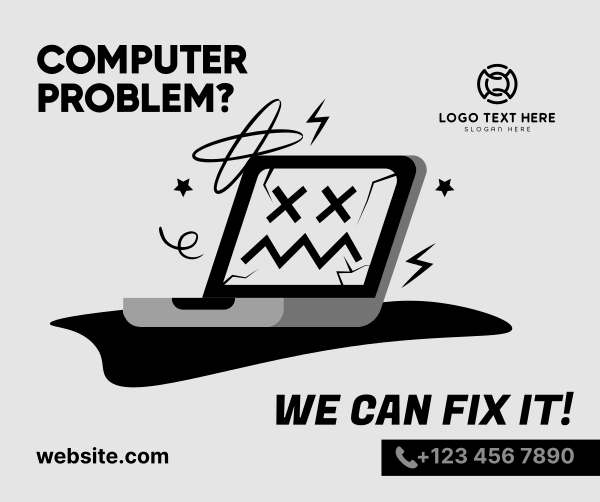 Computer Problem Repair Facebook Post Design Image Preview