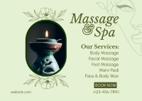 Spa Available Services Postcard Image Preview