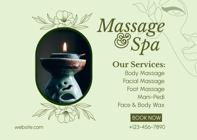 Spa Available Services Postcard Image Preview