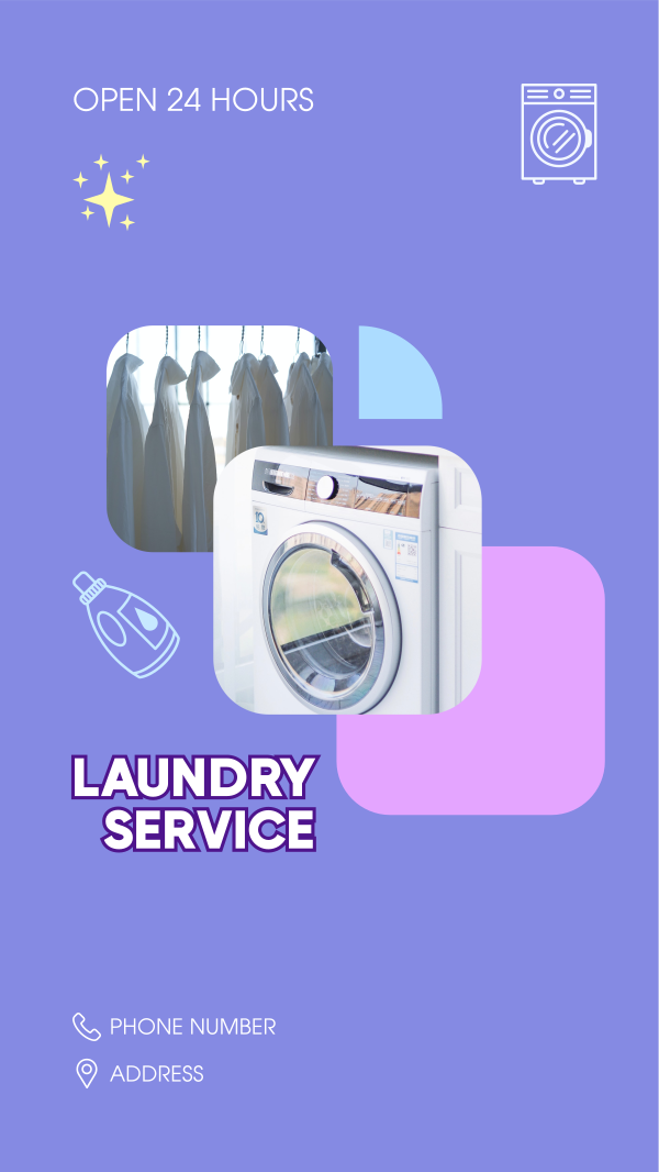 24 Hours Laundry Service Instagram Story Design Image Preview