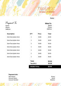 Abstract Paint Strokes Invoice Design